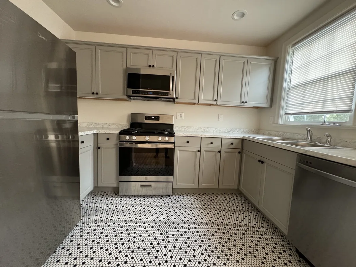 Updated kitchen with gray cabinets